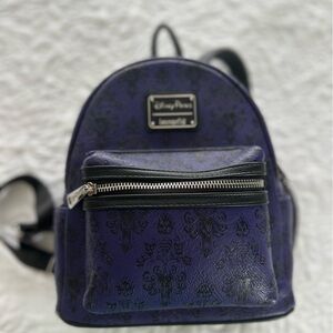 Lounge Fly Haunted Mansion Deep Purple Mini Backpack with Black Accents